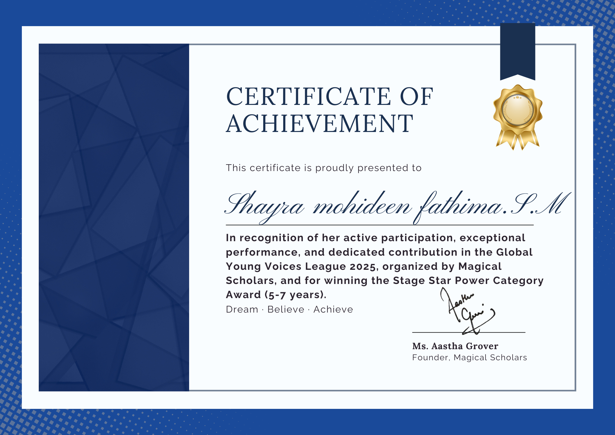 Blue and White Elegant Participation Certificate